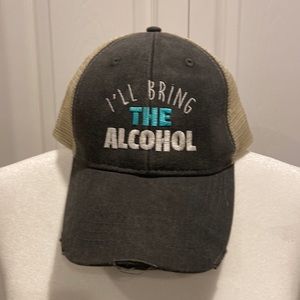 Adams women’s trucker hat, “I’ll bring the alcohol”
